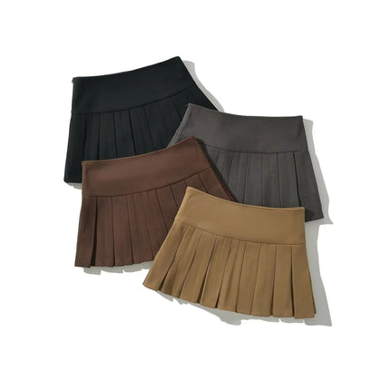 French Style Autumn and Winter Woolen Wide-brimmed Pleated Skirt Women's All-match Anti-naked Skirt Mini Skirt