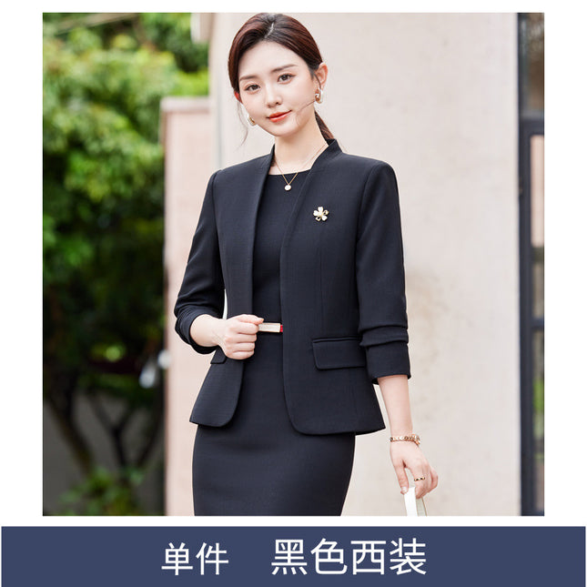 Collarless Suit Jacket Women's dress Two-piece Set Spring and Autumn Casual Suit Beauty Salon Work Clothes Professional suit