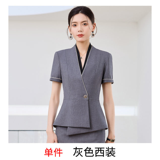 High-end business attire suit female summer management work clothes jewelry shop beauty salon hotel front desk reception work clothes