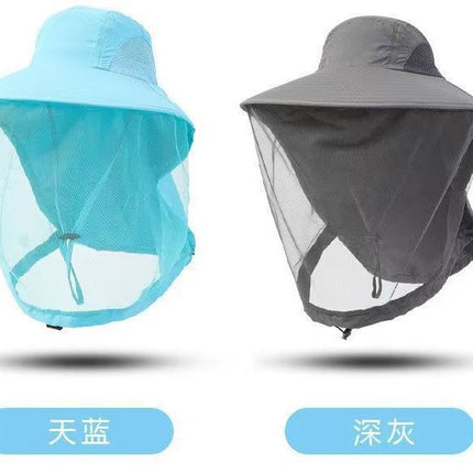Mesh Anti-Mosquito Sun Hat for Men in Summer Large Brim Anti-Uv Mountaineering Travel Hat for Women Outdoor Sun Protection Fishing Hat
