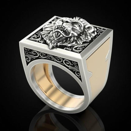 Jia Rui Cross-Border Hot Selling Lion Sleeve Retro Creative Fashion Ring Men's Ring Single Product Wholesale