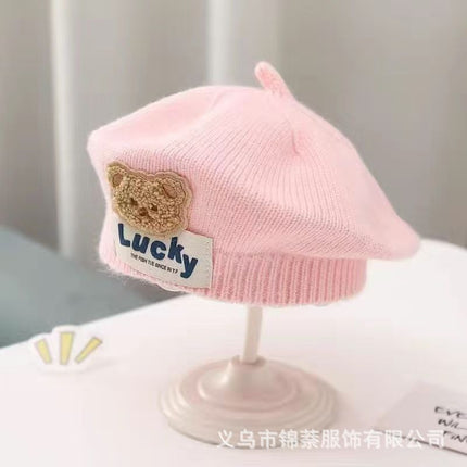 Spring and Autumn Korean Style Baby Boy and Girl Candy Color All-match Knitted Beret Children's Western Style Casual Wool Hat Paintler Hat