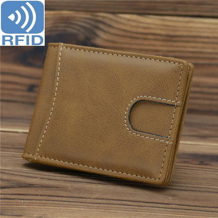 1085 anti-magnetic RFID gold clip men's PU leather card holder card case banknote holder vintage frosted pocket wallet wallet