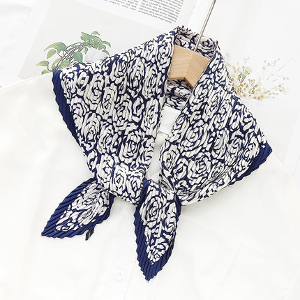 New wrinkled small square scarf female Korean imitation silk printed wrinkled small scarf Joker scarf decorative scarf wholesale
