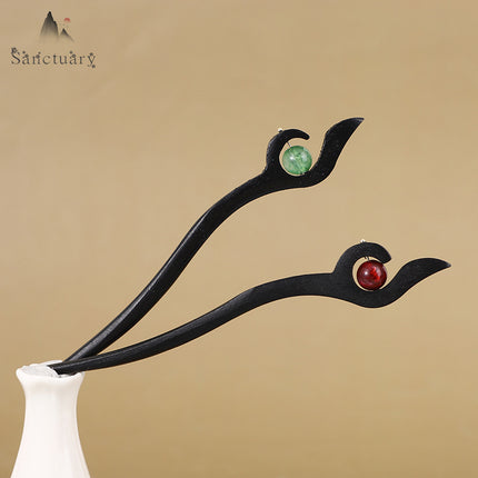 Antique Hairpin Step Tassel Wood Hairpin Imitation Ebony Headwear Disc Hair Simple Accessories Ancient Dress Hairpin Women's Hair