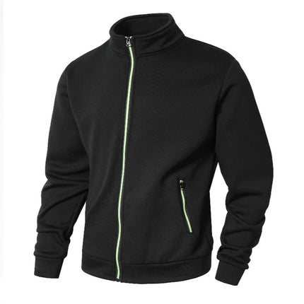 Plus-Size Men's Autumn and Winter Stand-Collar Cardigan Sweatshirt, Cationic Fleece-Lined Knit Jacket, Extra-Large Men's Clothing, In-Stock Fast Delivery
