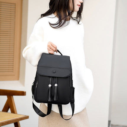 Women's Backpack New Fashion Trend Oxford Cloth Double Back Large Capacity Solid Color Backpack Outdoor Travel Bag