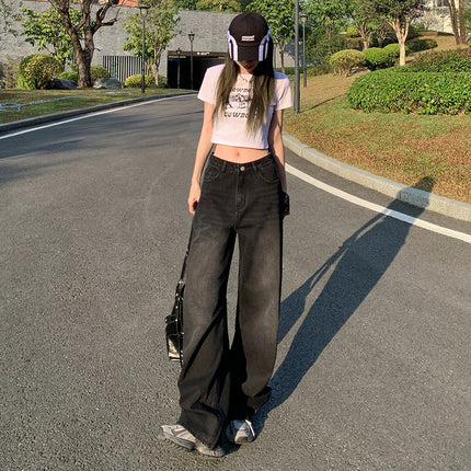 Light Color Wide Leg Jeans Women's 2025 Summer New Style Straight Loose High Waist Dummy Slimming All-match Mop Pants