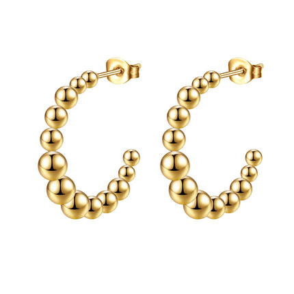 Cross-border European and American fashion geometric stainless steel welding bead earrings simple fashion Joker plated 18K earrings wholesale
