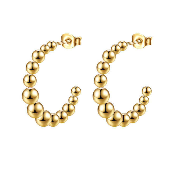 Cross-border European and American fashion geometric stainless steel welding bead earrings simple fashion Joker plated 18K earrings wholesale