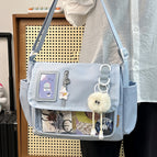 Sky blue free pendant + white fur ball pendant