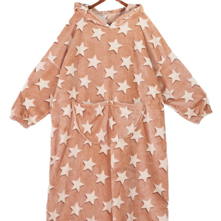 Cross-border plus size ladies pajamas 2024 autumn and winter new flannel hooded stars nightgown warm wholesale foreign trade