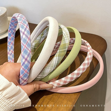 Woven Hair Band Mustard Green High-end Sense Summer Wide-brimmed Sponge Headband Headwear Twist Girl's Internet Celebrity Hair Card for Going Out