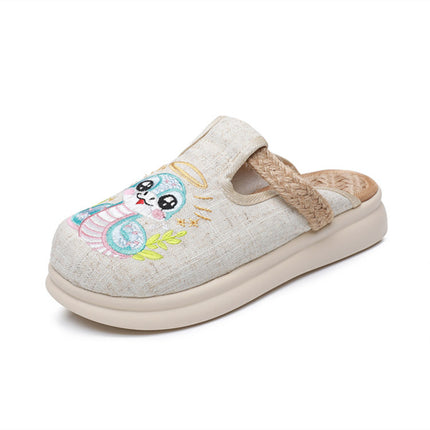 New Arrival Pastoral Style Linen New Chinese Style Deodorant Feet Home Outfit Cloth Shoes Slip-on Slippers Embroidered Shoes Women's Shoes