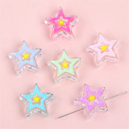Acrylic love five-pointed star drop oil cartoon accessories DIY bracelet material homemade mobile phone case key chain hanging chain