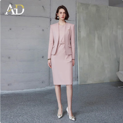 AD Unique Beautiful Small Suit Autumn 2024 New Formal Occasion Professional Suit Dress Collarless Suit Jacket OL