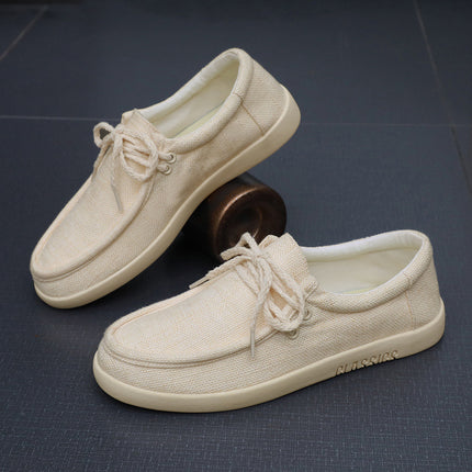 Black Linen Men's Shoes 2025 New Spring and Autumn Men's Beanie Canvas Shoes Deodorant Breathable Casual Old Beijing Cloth Shoes