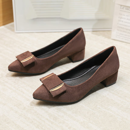 Thick-Heeled Pointed-Toe Single Shoes for Women, 2026 New Style, Comfortable and Not Tiring for the Feet, Fashionable Mid-Heel Shallow Mouth Comfortable Work Shoes, Commuting Women's Shoes