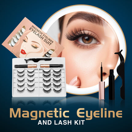 Wholesale magnetic eyeliner false eyelashes magnet false eyelashes 3D three-dimensional net red magnetic false eyelashes 3 pairs of suit