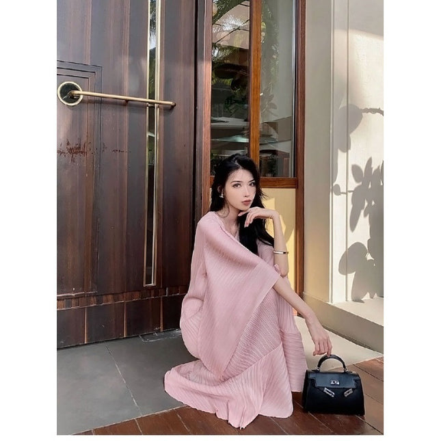 Miyake Dress Retro Dress Pleated Skirt Slim Fishtail Skirt Mid-Length Niche Design Skirt for Women