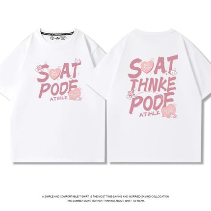 Chic Sweet Style Pure Cotton Short-Sleeved T-Shirt for Women 2026 Summer New Style Preppy Style Loose Design Half-Sleeved Top Trendy