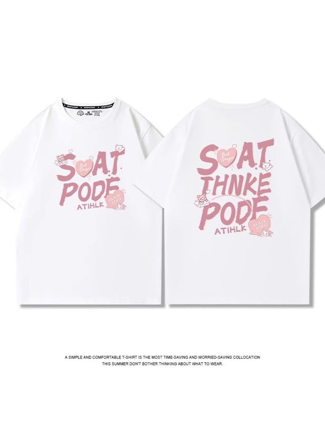 Chic Sweet Style Pure Cotton Short-Sleeved T-Shirt for Women 2026 Summer New Style Preppy Style Loose Design Half-Sleeved Top Trendy