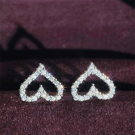 shein supply love-shaped small diamond earrings female temperament South Korea students all-match simple super fairy ear jewelry e8106
