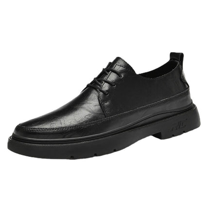 Casual Single-layer Shoes Thick Sole Workwear Shoes Round Toe Lace-up Hand-grip Pattern Men's Leather Shoes Men's Casual Shoes All-match Men's Shoes