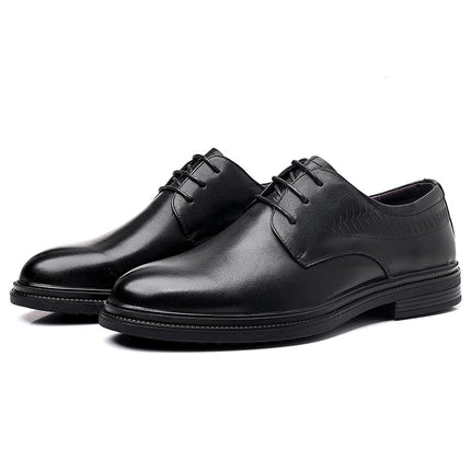 Men's Leather Shoes, Business Formal Wear, Genuine Leather Casual Shoes, Men's Black British Style Height-Increasing Versatile Work and Wedding Shoes