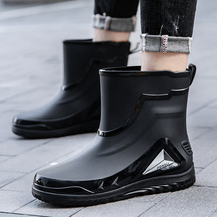 Cross-Border Rain Boots for Men, Water Shoes with Fleece Lining, Men's Water Boots, Outdoor Work Non-Slip Kitchen Wear-Resistant Waterproof Rubber Shoes