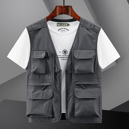 Spring and summer thin multi-pocket work vest men's outdoor photography fishing vest mesh breathable waistcoat quick-drying jacket