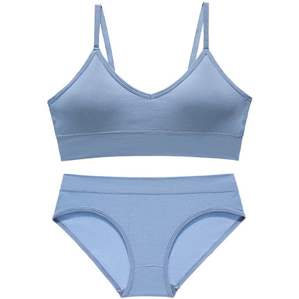 Underwear Women's Big Chest Showing Small Thin French Style Triangle Cup Bra Set No Steel Ring Beautiful Back Base Camisole