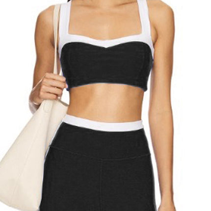 New Cross-Border European and American Fashion Contrasting Color Sports Yoga Clothing Sports Fitness Yoga Suit with Removable Chest Pad