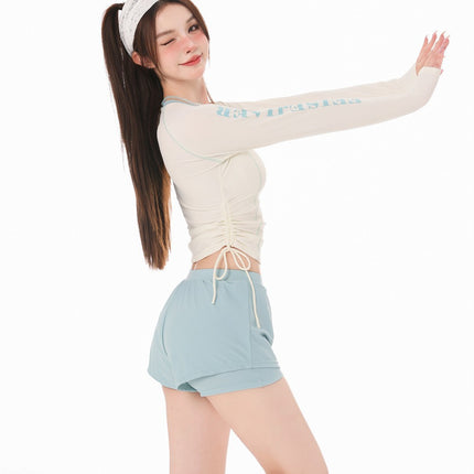 Swimsuit Women's Split Long-sleeved Student Hot Spring Swimsuit Sportswear Sun-proof Quick-drying Slight Fat Slimming Girls' Swimsuit