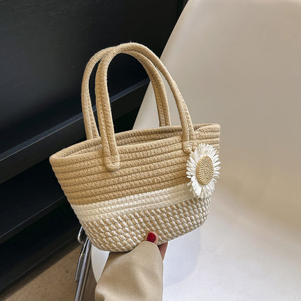Handmade Woven Bag Women's Fashionable New Ethnic Style Straw Woven Bag Mori Style Beach Seaside Large Capacity Vegetable Basket Bag