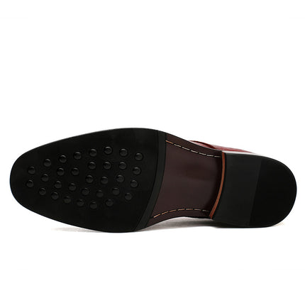 Men's Hollow-out Leather Shoes Spring and Summer Low-top Leather Embossed Crocodile Pattern Craft Face Casual Shoes Wooden Base Single Men's Shoes