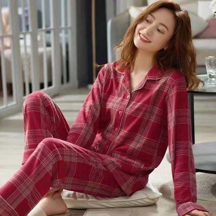Women's cotton pajamas Spring and Autumn long-sleeved winter plus size summer suit homewear can be worn outside