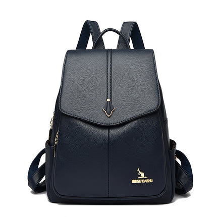 Spring 2025 New Soft Leather Women's Fashionable Backpack high quality Textile All-match Travel Large Capacity Anti-theft Bag