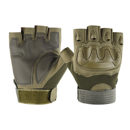 Gloves Outdoor Tactical Half-Finger Cycling Gloves Men's Mountaineering Fitness Training Iron Anti-Slip Electric Vehicle Black Hawk Gloves