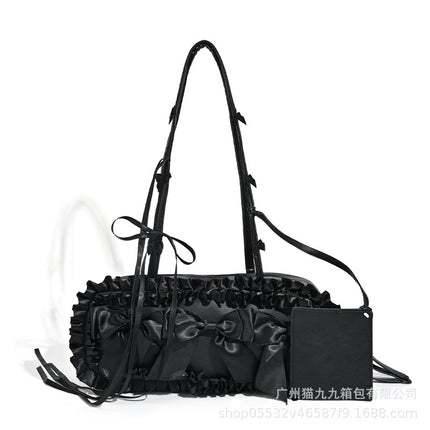Bow Underarm Bag Tote Bag Morning Eight Commuter Bag 2024 New Pleated Portable Shoulder Bag Boston Bag