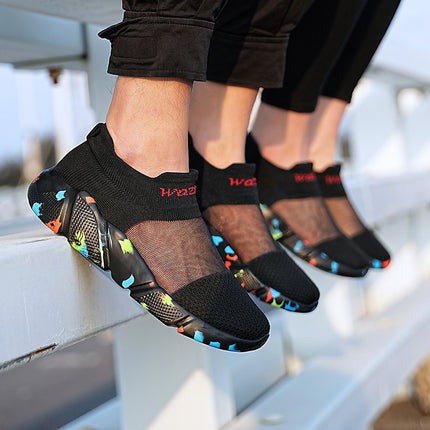 New summer couple flying woven socks shoes mesh casual shoes thick bottom women's shoes lazy shoes slip-on