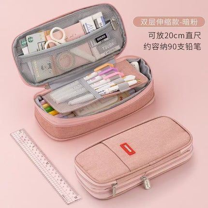 600D Multifunctional Stretchable Pencil Case Stationery Box High Color Value Large Capacity Multifunctional Stationery Pencil Case Portable