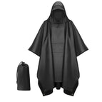 Black 210t polyester poncho raincoat pocket style / One size fits all