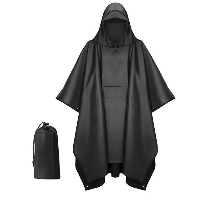 Outdoor Adult Poncho Raincoat for Hiking, Mountaineering, Fishing, Camping, Multifunctional 3-in-1 Tarp Ground Sheet Poncho