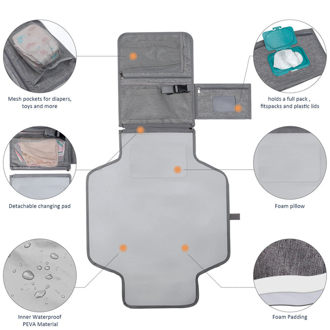 Portable Baby Diaper Bag with Changing Pad / Sac à langer portable avec tapis de change