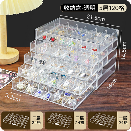 Cross-border Explosions Desktop Drawer Type Jewelry Storage Box Transparent Split Multi-layer Diamond Box Earring Needle Necklace Bracelet Box