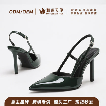 Summer New Style Light Luxury European and American Style Fashion Casual Simple Stiletto High Heels Shallow Mouth Pointed Toe Slim Women's Shoes