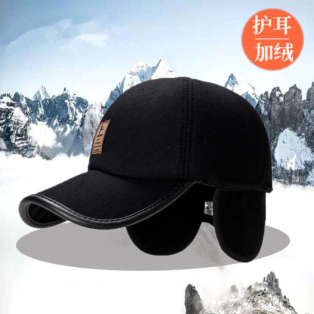 Winter Hats for Men, Middle-Aged and Elderly, Baseball Caps, Warm Ear Protection, Forward Hats for the Elderly, Cold-Proof Peaked Caps, Thickened and Warm