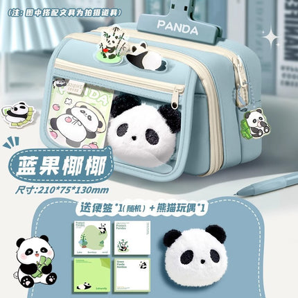 Large-Capacity Panda Pencil Bag High-Value Stationery Bag 2025 Girls New Multi-Functional Stationery Box Set Junior High School Students