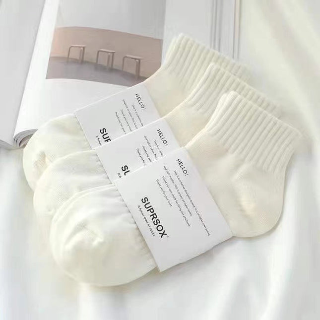 Japanese-style Korean-style Solid Color Short Socks for Men and Women Students Sports Spring and Summer Sweat Absorption Deodorant Ins Trendy All-match Simple Thin